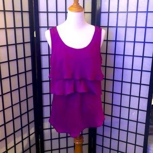 Fuchsia sleeveless ruffle blouse size Lg